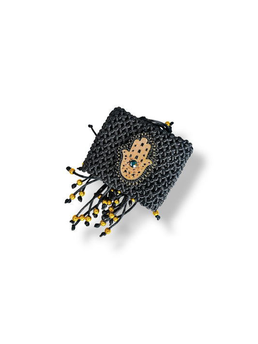 Hamsa Bracelet hand crafted black