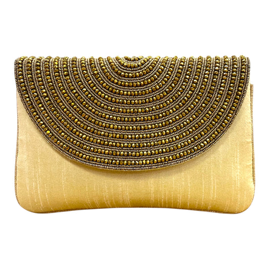 Golden Beaded Evening Clutch – A Touch of Luxe Elegance