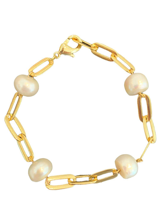 GOLD PLATED BRACELET & PEARLS