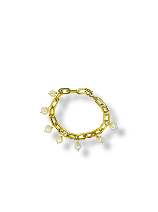 BRACELET PEARL CHAIN GOLD PLATED