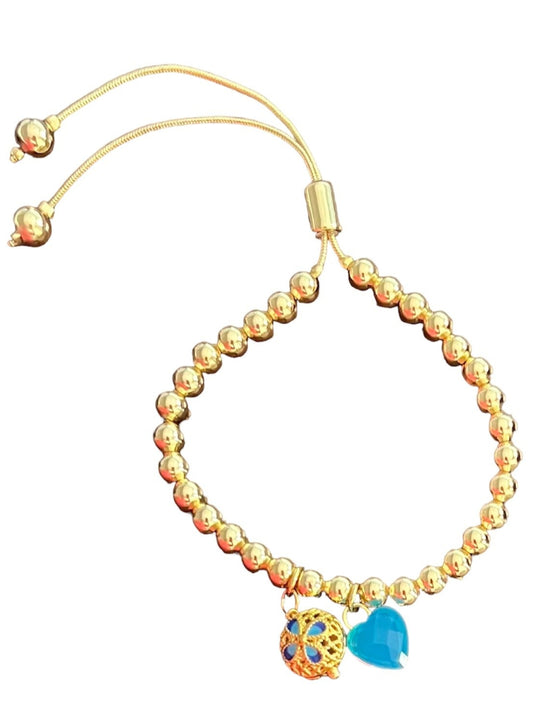 AJUSTABLE BRACELET WITH CHARMS TOURQUISE COLOR