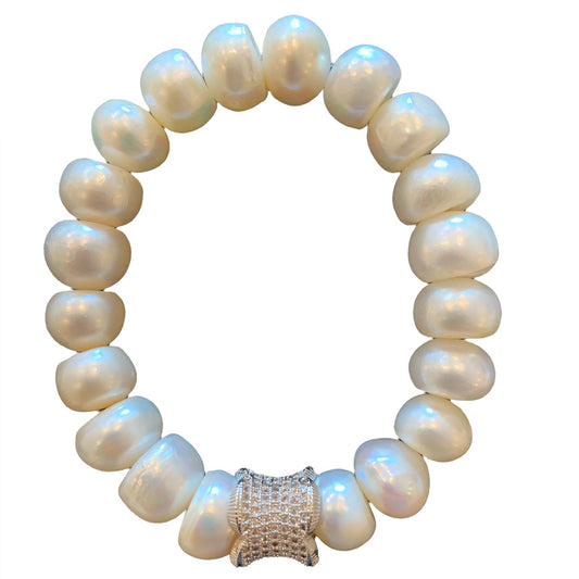 PEARL STRECH BRACELET WITH MICRO ZIRCONE